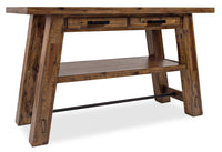 Table de salon rustique Galeveston de 50 po avec rangement et tablette - bois à grain de bois brun