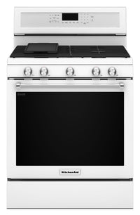  Cuisinière à gaz KitchenAid de 5,8 pi³ avec technologie AquaLiftMD et autonettoyage - blanche - KFGG…