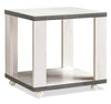 Table de bout moderne Flynn de 22 po avec tablette et roulettes - blanche et grise 