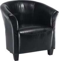  Fauteuil d’appoint Ethan de style gondole de 31 po en similicuir noir avec pattes en bois