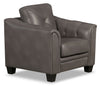 Fauteuil Andi en tissu d'apparence cuir - gris