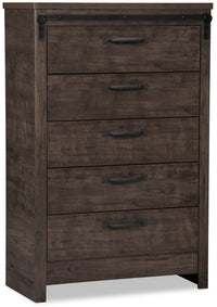  Commode verticale rustique Grayson de 31,4 po (L) x 47,4 po (H) à 5 tiroirs pour la chambre à coucher, fabriquée au Canada - gris foncé