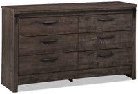  Commode rustique Grayson de 56,6 po (L) x 32,3 po (H) à 6 tiroirs pour la chambre à coucher, fabriquée au Canada - gris foncé