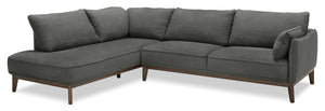 Sofa sectionnel de gauche Gena 2 pièces en tissu d'apparence lin - anthracite