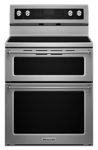  Cuisinière électrique KitchenAid de 6,7 pi³ avec autonettoyage et four double - acier inoxydable - Y…