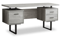 Bureau réversible Teagan de 60 po à 3 tiroirs - gris clair