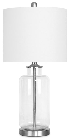 Lampe de table de 25,25 po nickel brossé et base transparente