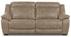 Sofa à inclinaison électrique Novo Cindy Crawford Home de 82 po en tissu d’apparence cuir taupe