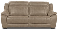  Sofa à inclinaison électrique Novo Cindy Crawford Home de 82 po en tissu d’apparence cuir taupe