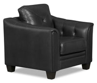 Fauteuil Andi en tissu d'apparence cuir - noir