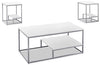 Ensemble 3 tables modernes Jules de 42,25 po (table à café et 2 tables de bout) avec tablette - blanc avec armature en métal gris