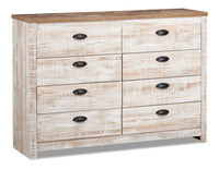  Commode Kaia de 54,06 po (L) x 37,7 po (H) à 8 tiroirs pour la chambre à coucher, fabriquée au Canada - blanchie