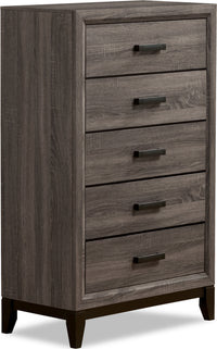  Commode verticale Kate de 31,1 po (L) x 50,4 po (H) à 5 tiroirs pour la chambre à coucher - gris-brun