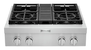 Surface de cuisson à gaz KitchenAid de 30 po à 4 éléments - acier inoxydable - KCGC500JSS