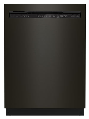 Lave-vaisselle encastré KitchenAid de 24 po et de 44 dBA avec commandes à l’avant et 3e panier - acier inoxydable noir avec fini PrintShieldMC - KDFM404KBS