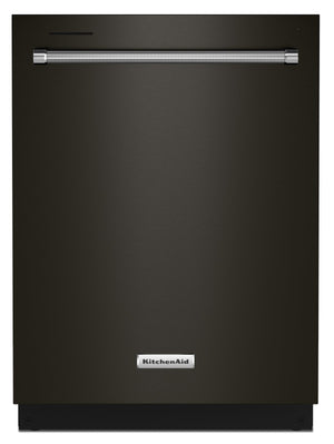 Lave-vaisselle encastré KitchenAid de 24 po et de 44 dBA avec commandes sur le dessus et 3e panier - acier inoxydable noir avec fini PrintShieldMC - KDTM404KBS