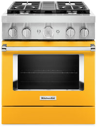  Cuisinière intelligente à gaz KitchenAid de 4,1 pi³ avec autonettoyage - poivron jaune - KFGC500JYP