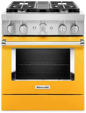 Cuisinière intelligente à gaz KitchenAid de 4,1 pi³ avec autonettoyage - poivron jaune - KFGC500JYP