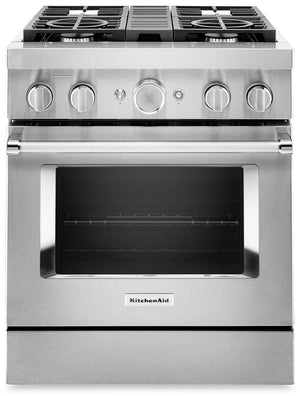 Cuisinière intelligente à gaz KitchenAid de 4,1 pi³ avec autonettoyage - acier inoxydable - KFGC500JSS