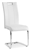 Chaise de salle à manger Tuxedo en tissu de cuir végétalien et en métal - blanche