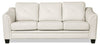 Sofa Andi de 84 po en tissu d’apparence cuir beige avec accoudoirs inclinés et coussins de dossier capitonnés