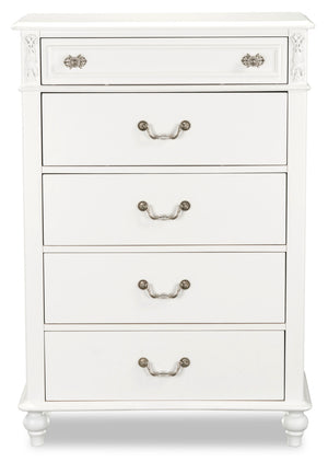 Commode verticale Livy de 35 po (L) à 5 tiroirs pour enfants - blanche