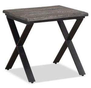 Table de bout rustique Astana de 24 po - brune avec pattes en fer noir