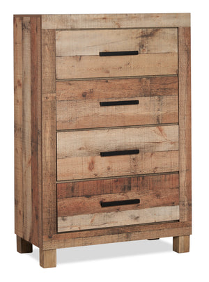 Commode verticale rustique Mojave de 31,4 po (L) x 47,3 po (H) à 4 tiroirs pour la chambre à coucher - brun naturel