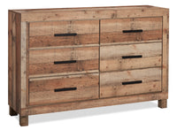  Commode rustique Mojave de 57,4 po (L) x 37,8 po (H) à 6 tiroirs pour la chambre à coucher - brun naturel