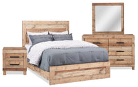  Ensemble de chambre à coucher Mojave 6 pièces rustique avec lit, commode, miroir et table de nuit, brun - format lit double