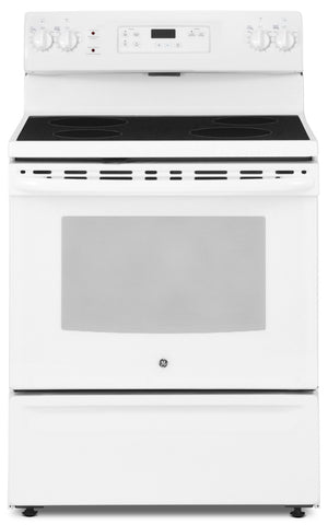 Cuisinière électrique GE de 5 pi³ avec élément de cuisson double et mode sabbat certifié - blanche - JCBS630DKWW