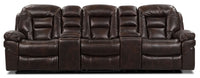  Sofa sectionnel inclinable Leo 5 pièces de style cinéma maison en similicuir avec consoles de rangement et porte-gobelets - brun noyer