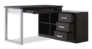 Bureau en coin réversible Owen de 55 po à 4 tiroirs et compartiments - espresso