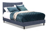 Lit plateforme rembourré Paseo en tissu bleu marine - format lit double