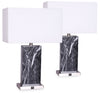 Ensemble 2 lampes de table Pearl de 24 po noire et marbre blanc avec recharge USB