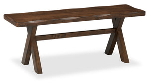 Banc de salle à manger Plum de 47,25 po (L) en bois avec apparence de bordures Live Edge - brun muscade