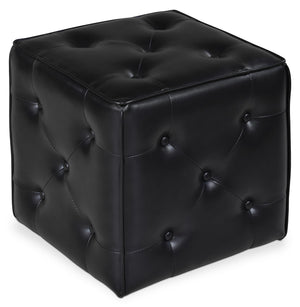 Pouf cubique Talbott de 17,5 po - similicuir noir