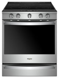  Cuisinière électrique intelligente Whirlpool de 6,4 pi³ avec friture à air et technologie AquaLiftMD…