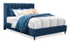 Lit plateforme rembourré Rain de Kort & Co. en tissu bleu capitonné - format lit double