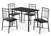 Ensemble de salle à manger Monarch 5 pièces en métal avec table de 40 po (L) et 4 chaises - noir