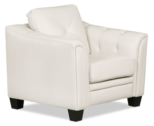 Fauteuil Andi en tissu d'apparence cuir - beige