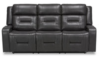  Sofa inclinable Ryker de 82,5 po en tissu d’apparence cuir gris avec accoudoirs de rangement