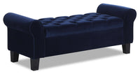 Banc de rangement Sadie de 53 po - velours bleu