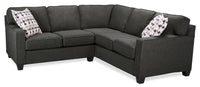  Sofa sectionnel Sawyer 2 pièces en tissu d'apparence lin - gris anthracite 