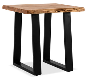 Table de bout rustique Agra de 24 po - brune et noire avec pattes en fer