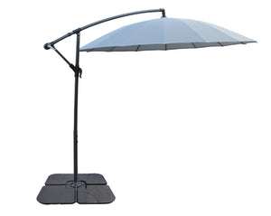 Parasol Shanghai pour la terrasse avec base 4 pièces - gris