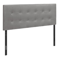  Tête de lit rembourrée Estel en tissu de cuir végétalien gris avec capitonnage à boutons - format lit double