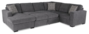 Sofa-lit sectionnel de gauche Legend 3 pièces en chenille - poivre