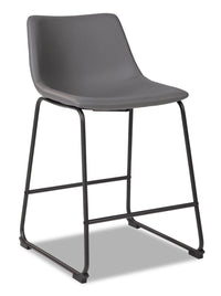  Tabouret Cole de hauteur comptoir en tissu de cuir végétalien et en métal - gris