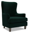 Fauteuil d’appoint à oreilles Sofa Lab personnalisable de 32 po fabriqué au Canada en tissu de velours vert Hunter Green